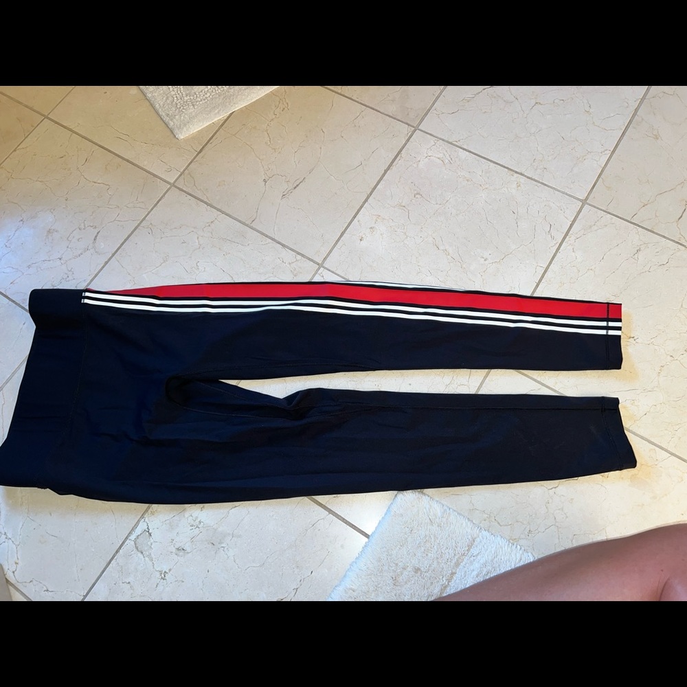 ALL ACCESS Black Leggings with Red and White Stripes